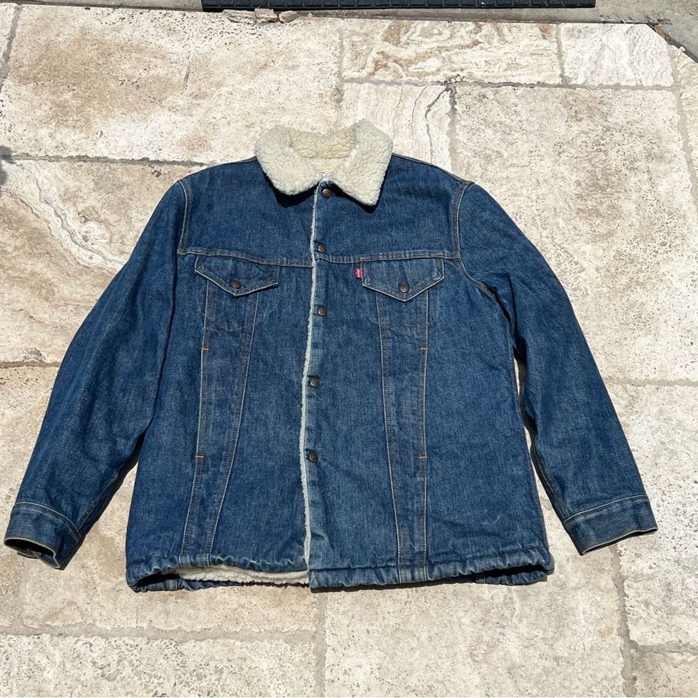 Vintage 80s Levi’s Sherpa Lined Denim Jacket Mens Size 42